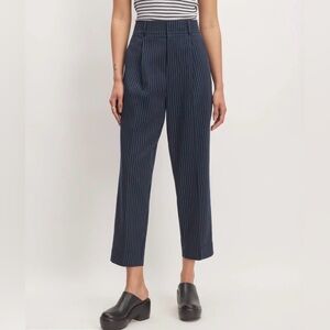 Everlane Navy Pinstripe Cropped Trousers